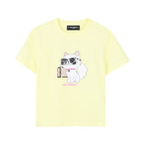 Karl Lagerfeld - Z31162-556 – Camiseta amarilla de manga corta de corte holgado con ilustración delantera - Niña