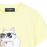 Karl Lagerfeld - Z31162-556 – Camiseta amarilla de manga corta de corte holgado con ilustración delantera - Niña