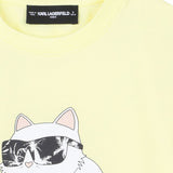 Karl Lagerfeld - Z31162-556 – Camiseta amarilla de manga corta de corte holgado con ilustración delantera - Niña