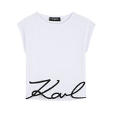 Karl Lagerfeld - Z31164-10P – Camiseta blanca sin mangas de algodón orgánico - Niña